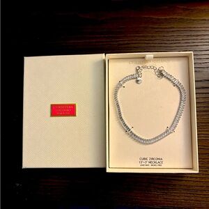 NEW Christian Siriano silver baguette necklace
